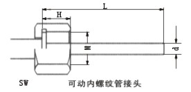 雙金屬溫度計可動內螺紋管接頭